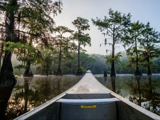 Canoeing on Saw Mill Pond at Caddo Lake State Park in Texas