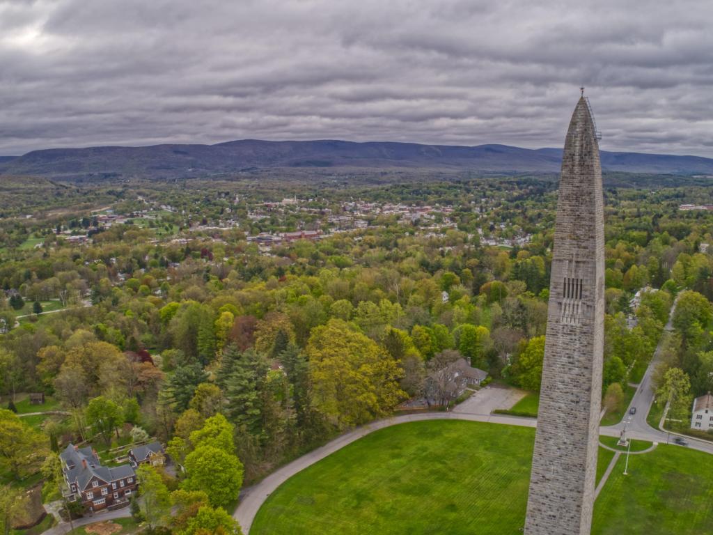 Aerial View of Bennington Monument in Vermont
