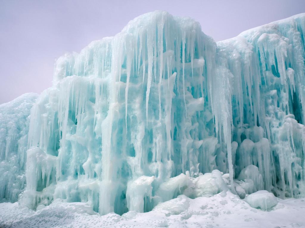 Spectacular ice formations made out of delicate icicles in Lake Geneva, Wisconsin.