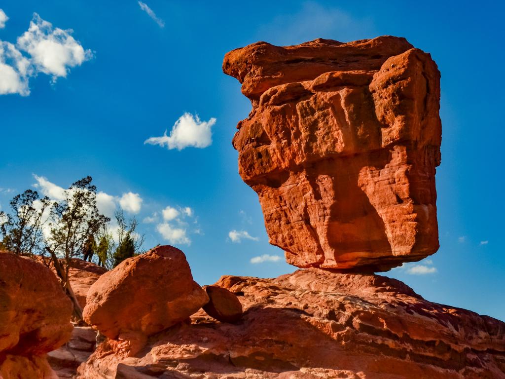 Red rock formation - one rock seemingly balanced on another