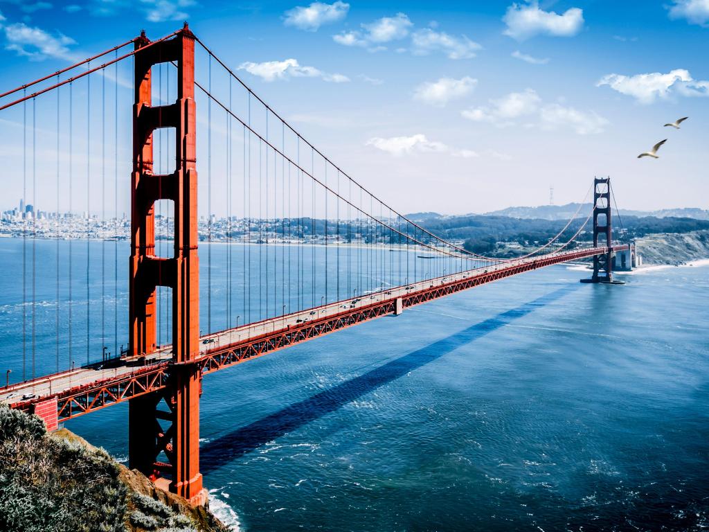 The Golden Gate Bridge is a suspension bridge located in the western United States in the state of California. The bridge connects San Francisco with Sausalito
