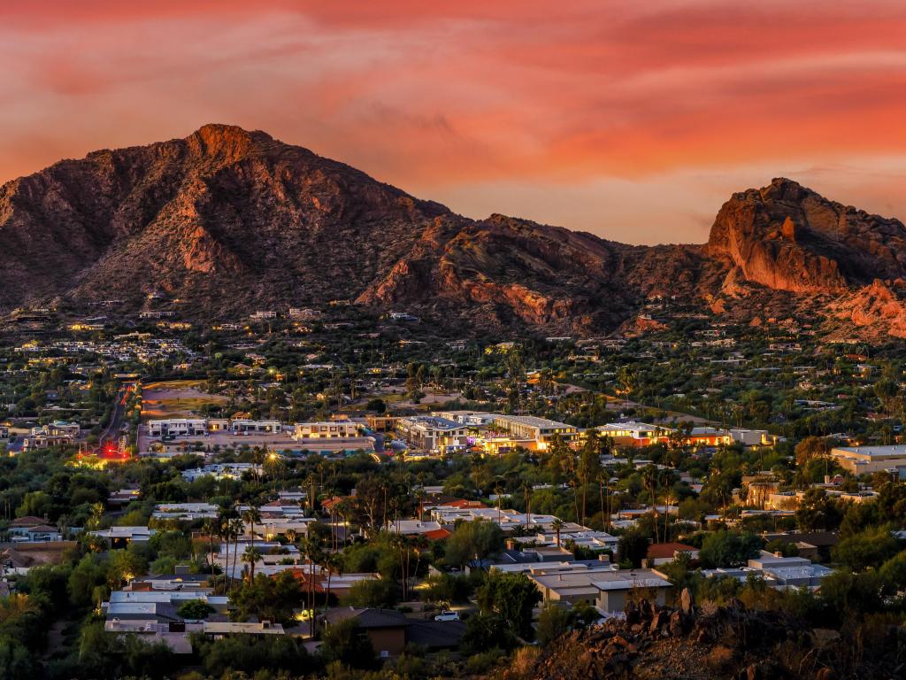 Camelback Mountain in Phoenix Arizona with sunset