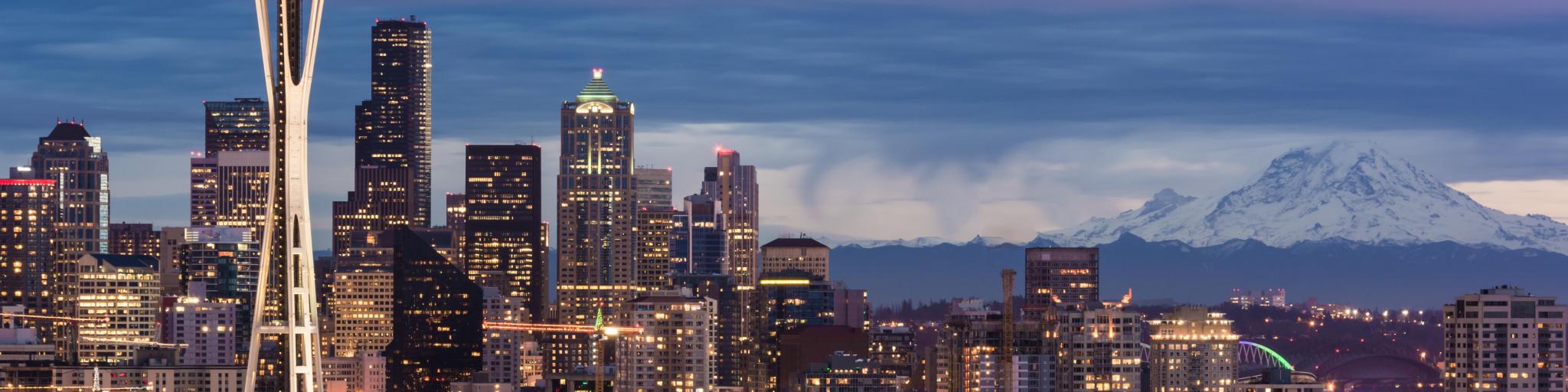 Seattle, Washington, USA skyline at night