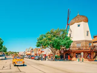 Main Street and Windmill in Solvang, a City in Southern California's Santa Ynez Valley