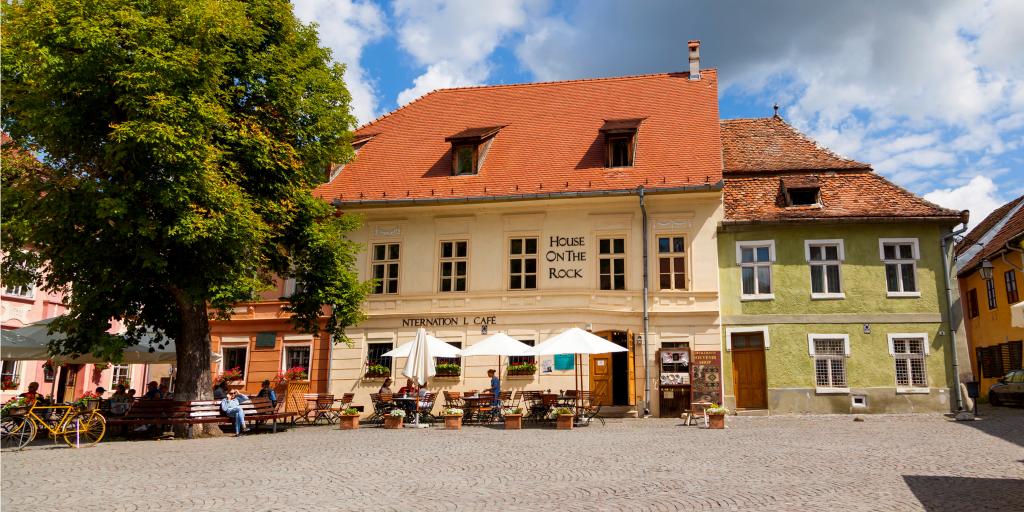 House on the Rock Cafe in Fortress Square, Sighisoara 