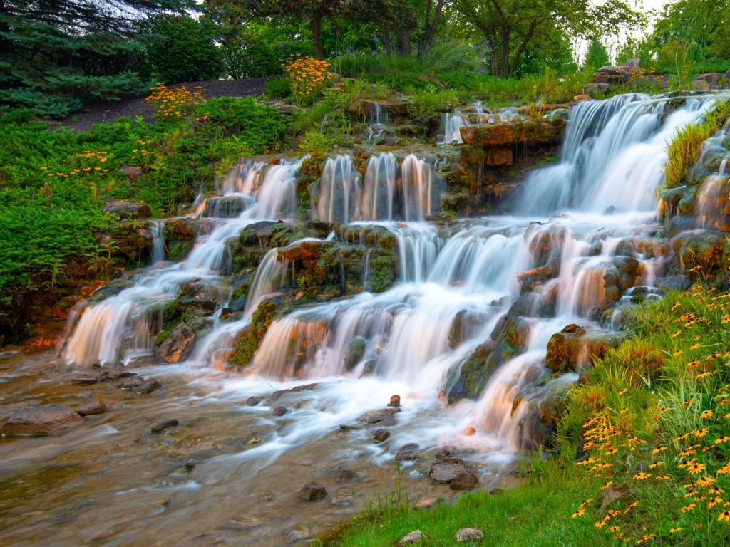 Water stream over rocks in a state park in Indiana