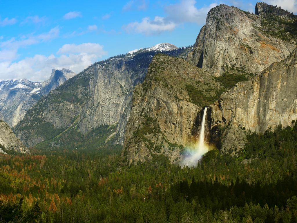 Yosemite Falls from a distance, Yosemite National Park on a sunny day