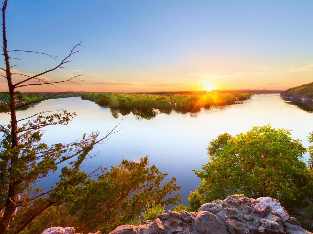 Sunset from where the Sac River and the Osage River comes together at Truman Lake in the Ozarks of Missouri. This is in Osceola, Missouri.