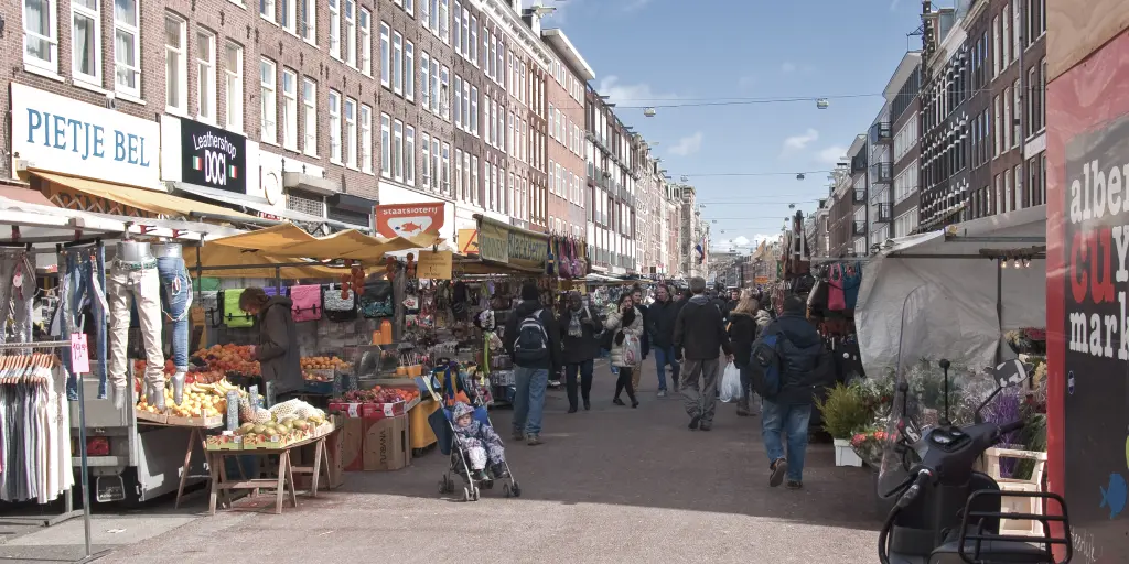 People shopping at Albert Cuyp Market, Amsterdam 