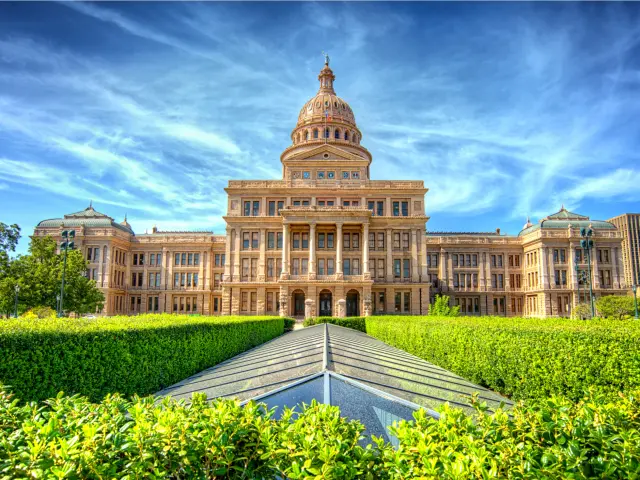 Texas State Capitol building against a blue sky 