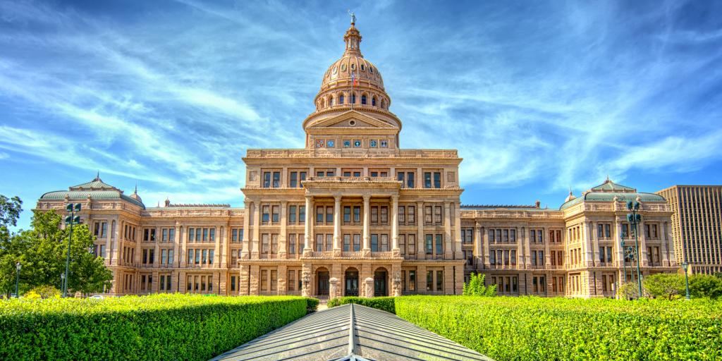 Texas State Capitol building against a blue sky 