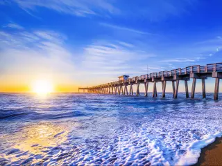 Famous pier of Venice while sunset, Florida