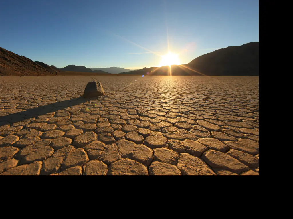 Dry Racetrack Playa with cracks in the Death Valley National Park, California