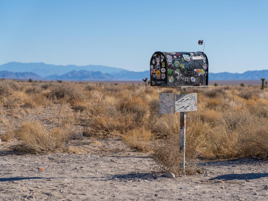 Black Mailbox, a gathering place for UFO seekers found in Alamo, USA