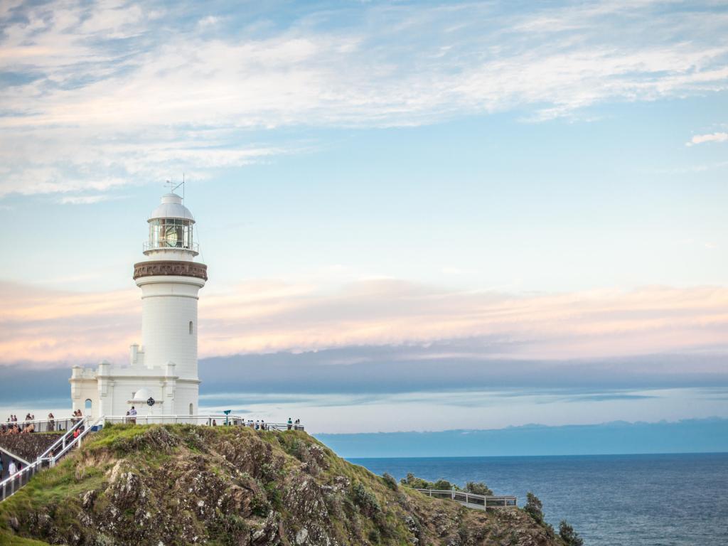 Byron Bay, Australia with the view of the lighthouse just before sunset.