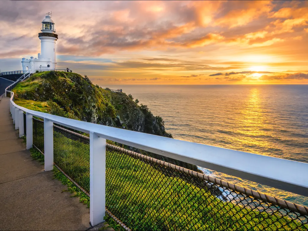Sunrise at the Cape Byron Lighthouse that overlooks Byron Bay, NSW, Australia.
