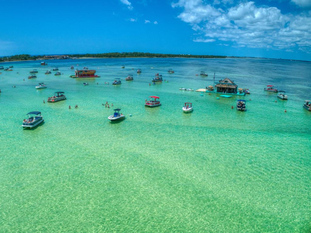 Aerial Close-up of Crab Island, Destin Florida