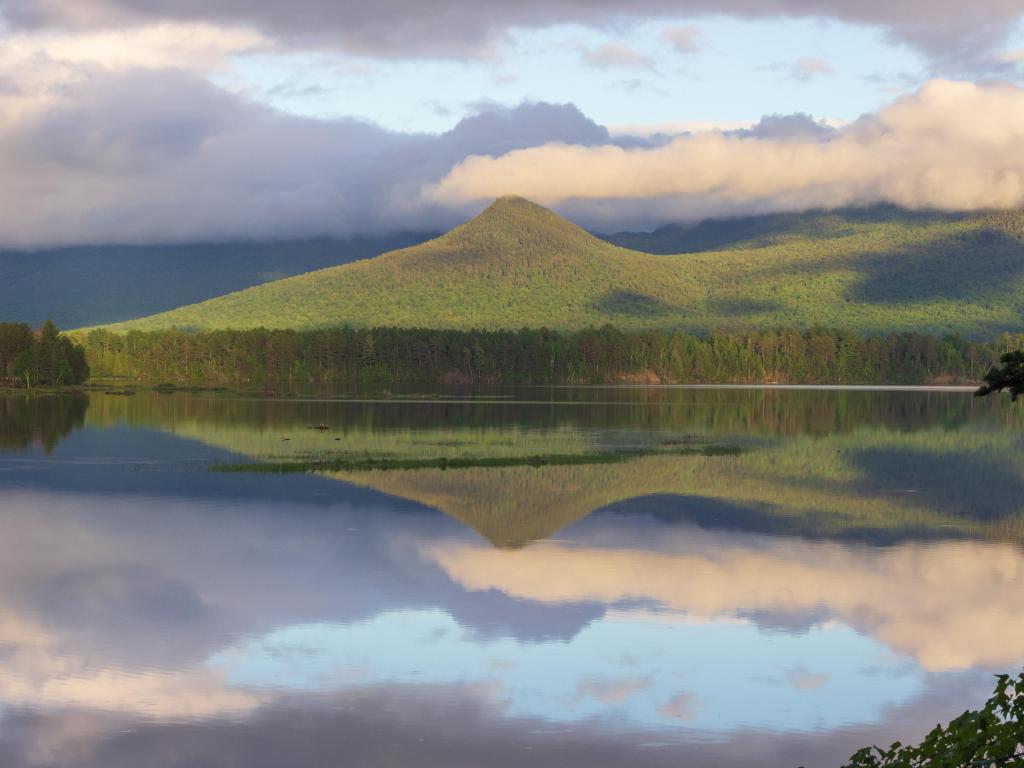 Flagstaff Lake, Maine on a moody, cloudy day