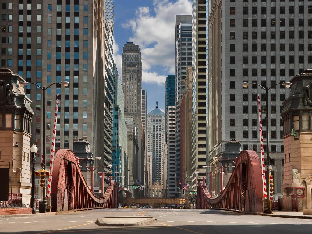 Chicago, Illinois, USA. taken at La Salle street with tall buildings leading to the distance. 