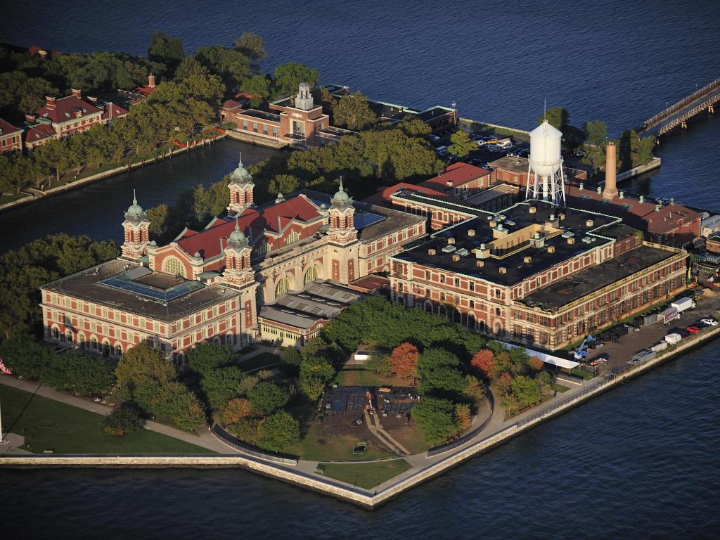 Aerial view of Ellis Island
