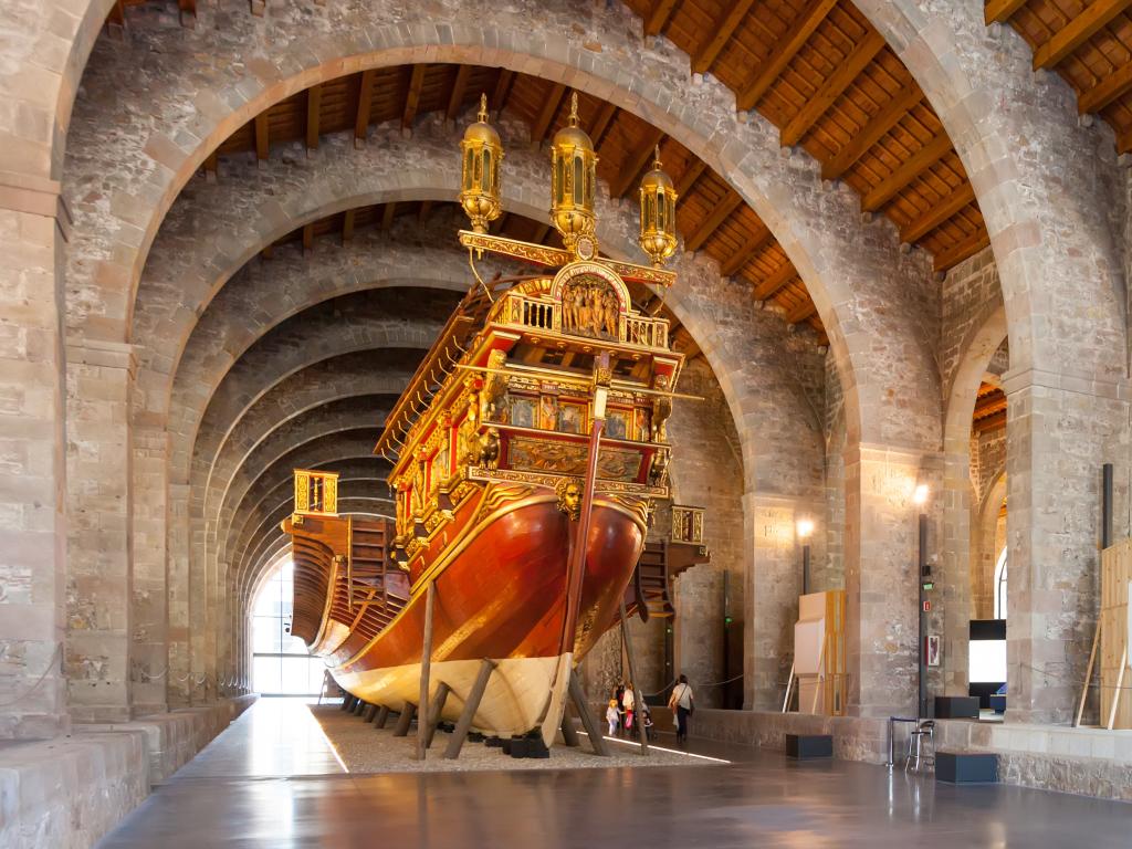 Medieval warship in the Museu Maritim in Barcelona