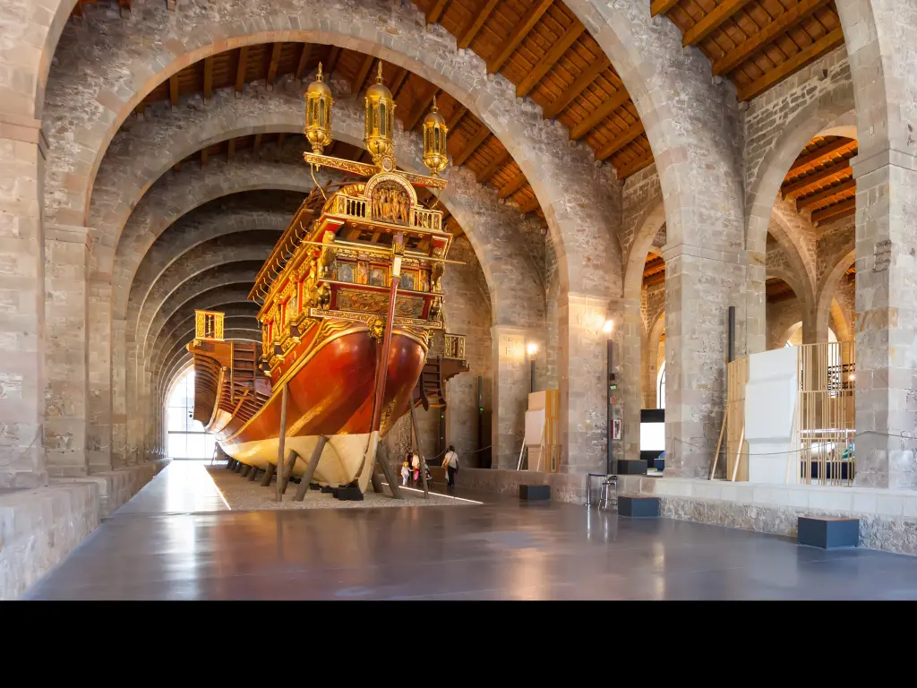 Medieval warship in the Museu Maritim in Barcelona
