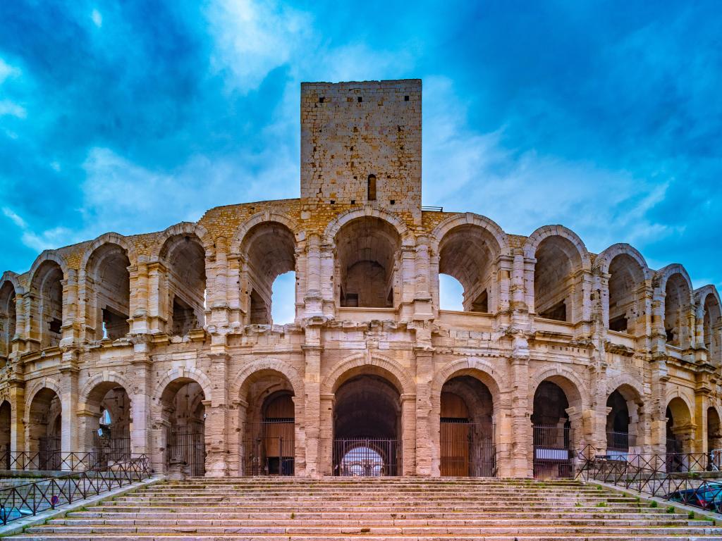 Roman amphitheater or Arena in Arles, Provence, France. Beautiful picture of a french UNESCO site.