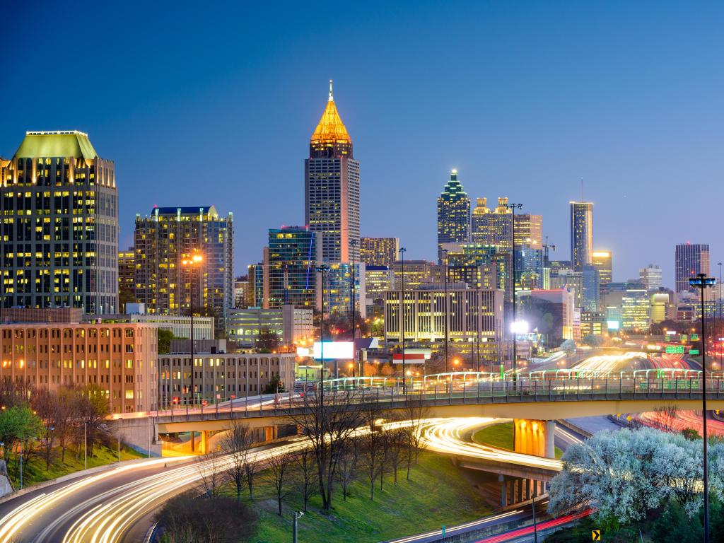 Atlanta, Georgia, USA downtown skyline taken at night.