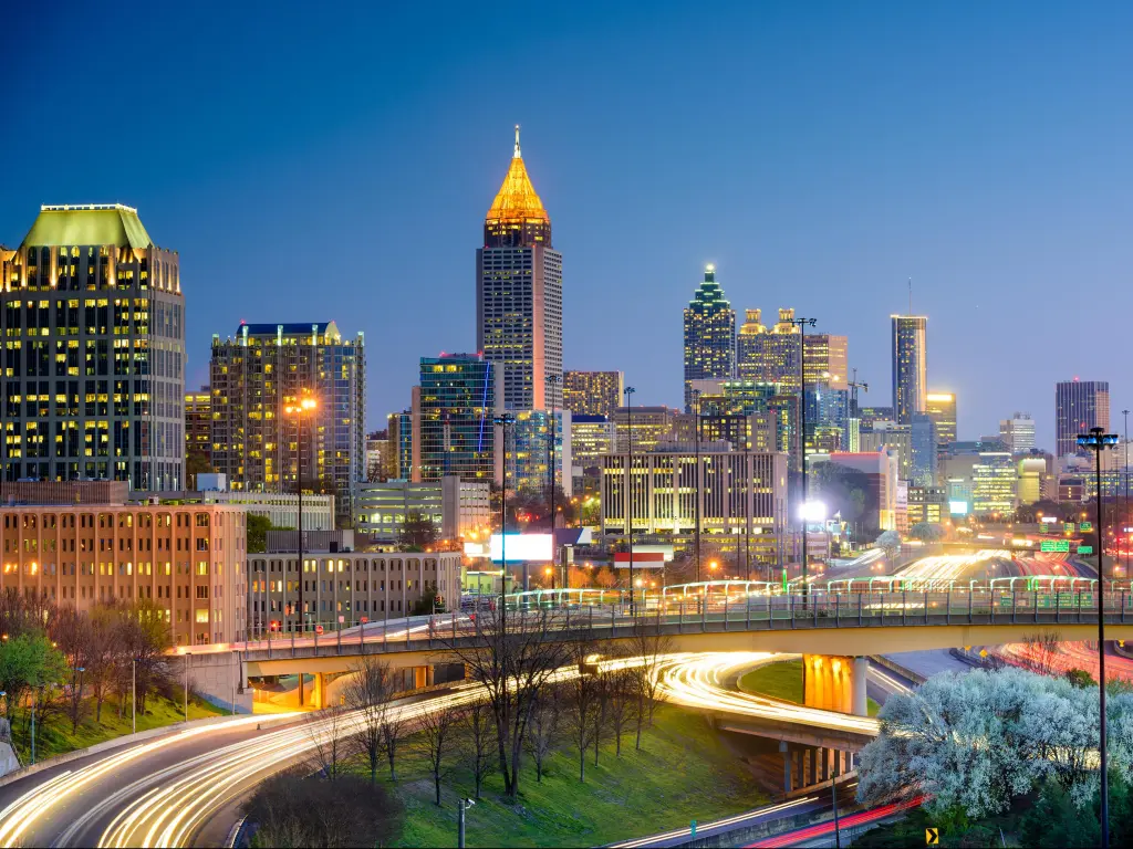 Atlanta, Georgia, USA downtown skyline taken at night.