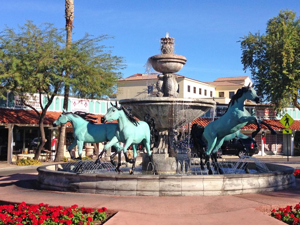 Bronze Horse Fountain in Scottsdale, Arizona, not far from Phoenix