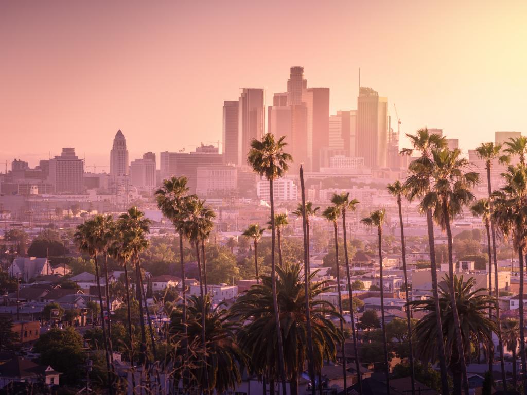 Sunset over Los Angeles, California