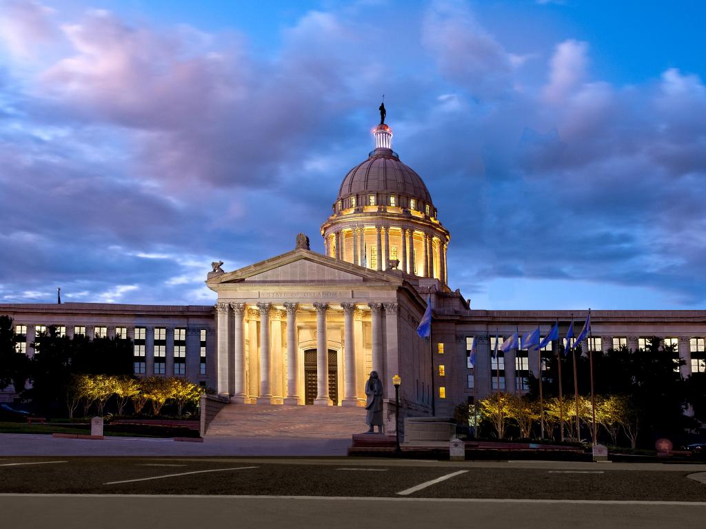 Oklahoma State Capitol Building at Dusk