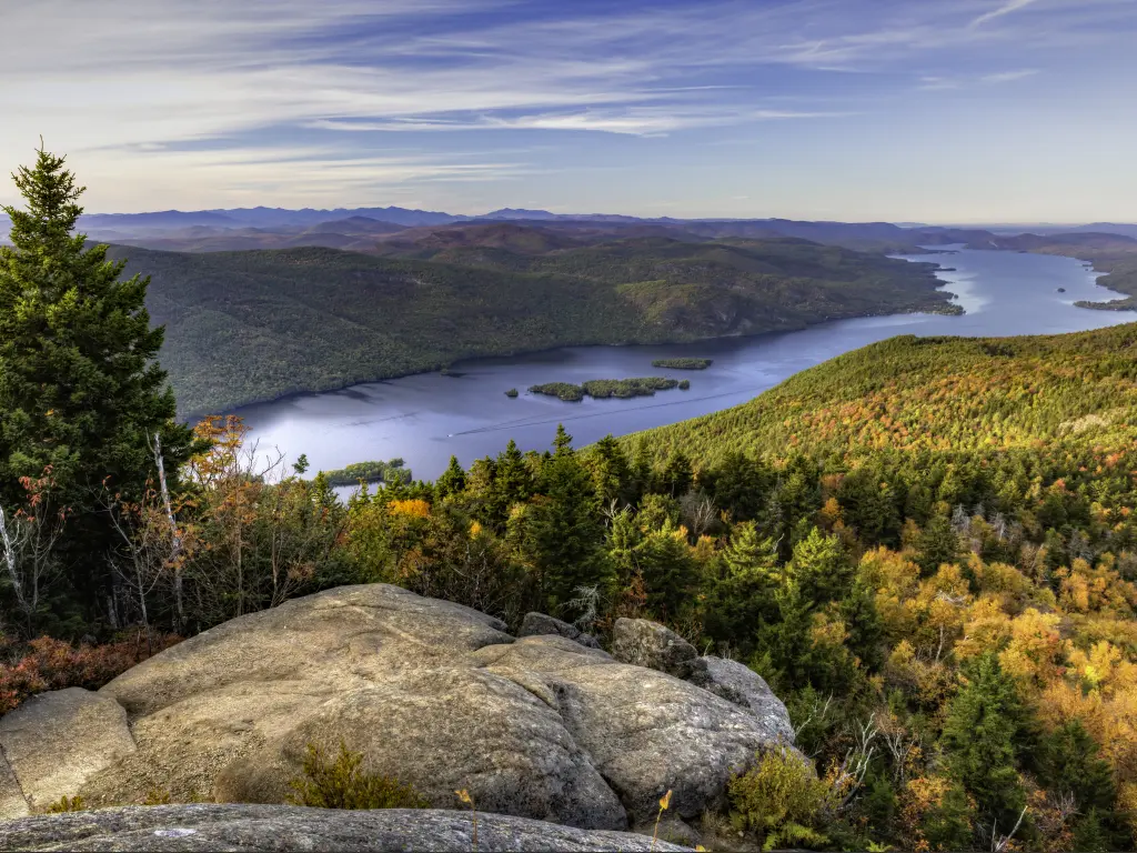 Lake George and the Tongue Mountains as seen from Black Mountain in New York State.