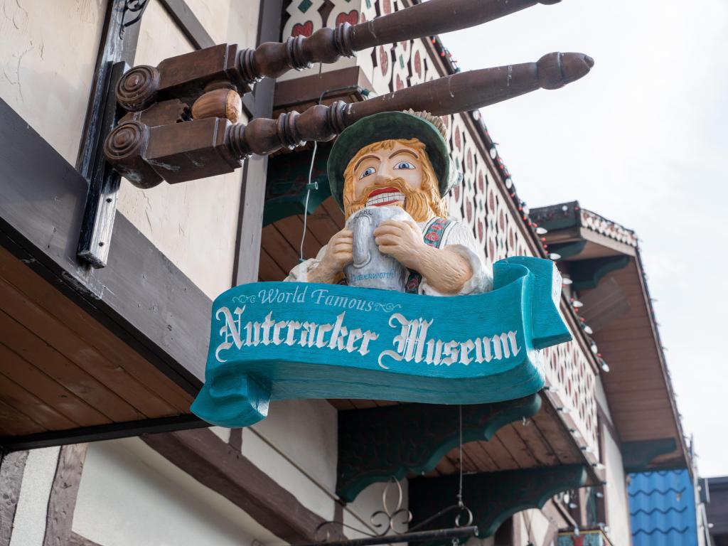 Sign for the famous Nutcracker Museum in downtown Leavenworth