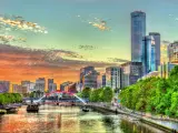 Yarra River in Melbourne - Australia, Victoria taken at Sunset.