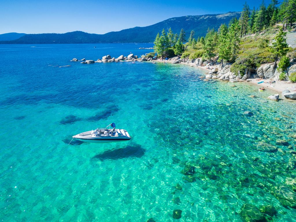 Aerial of Emerald Bay, Lake Tahoe, Nevada