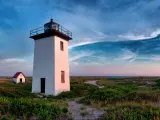 Provincetown, Massachusetts, USA taken at Wood End lighthouse during sunset.