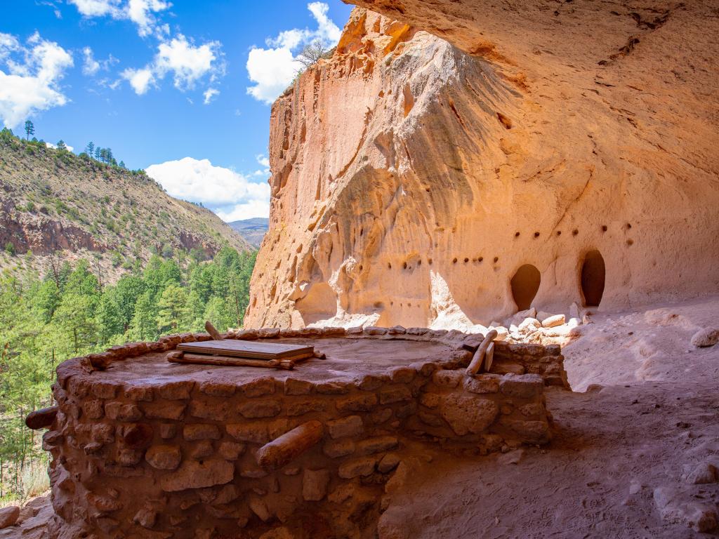 Bandelier National Monument, New Mexico, USA taken at the Alcove House on a sunny day.