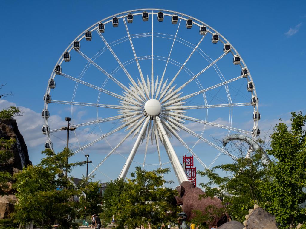 Famous Ferris wheel on a sunny day with blue sky
