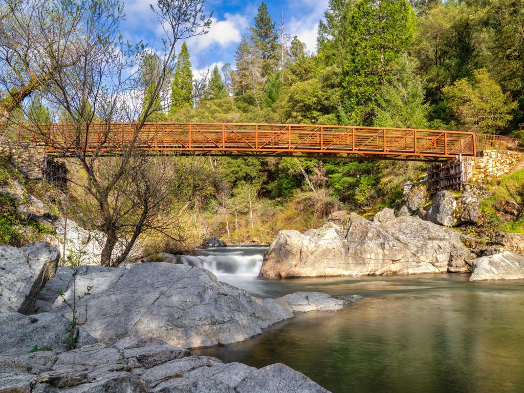 Stocking Flat Bridge along the Deer Creek Tribute Trail in Nevada City in Nevada County, California.