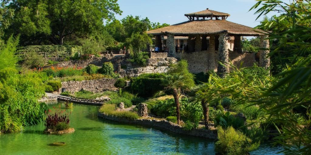 Pagoda and pond at the Japanese Tea Garden, San Antonio