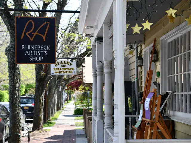 Stores along East Market Street in Rhinebeck, New York