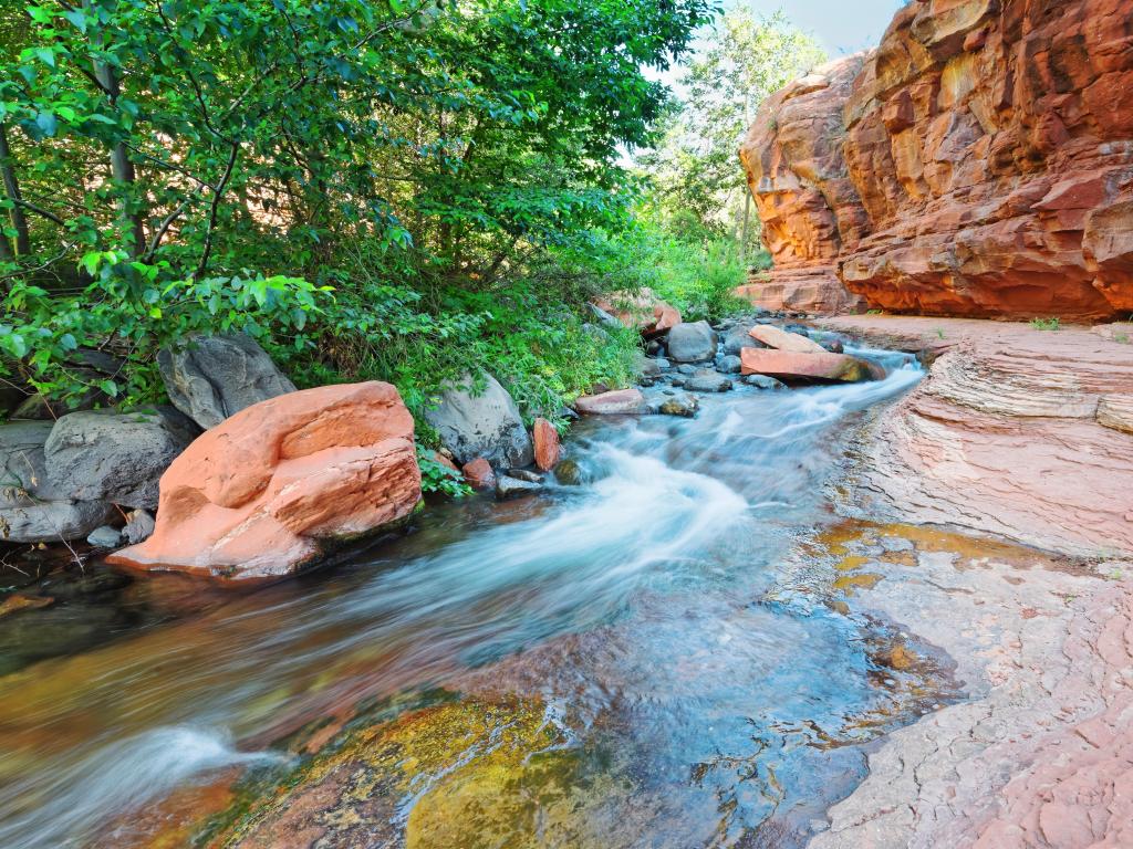 Rushing Waters at Slide Rock State Park Oak Creek State Park, Sedona, Northern Arizona, USA.