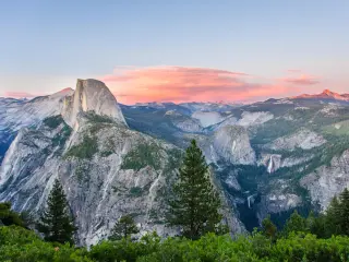 Yosemite Valley from Glacier Point in Yosemite National Park at sunrise