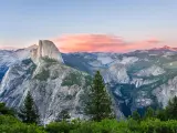 Yosemite Valley from Glacier Point in Yosemite National Park at sunrise