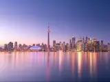 Toronto, Ontario, Canada with the skyline at dusk.