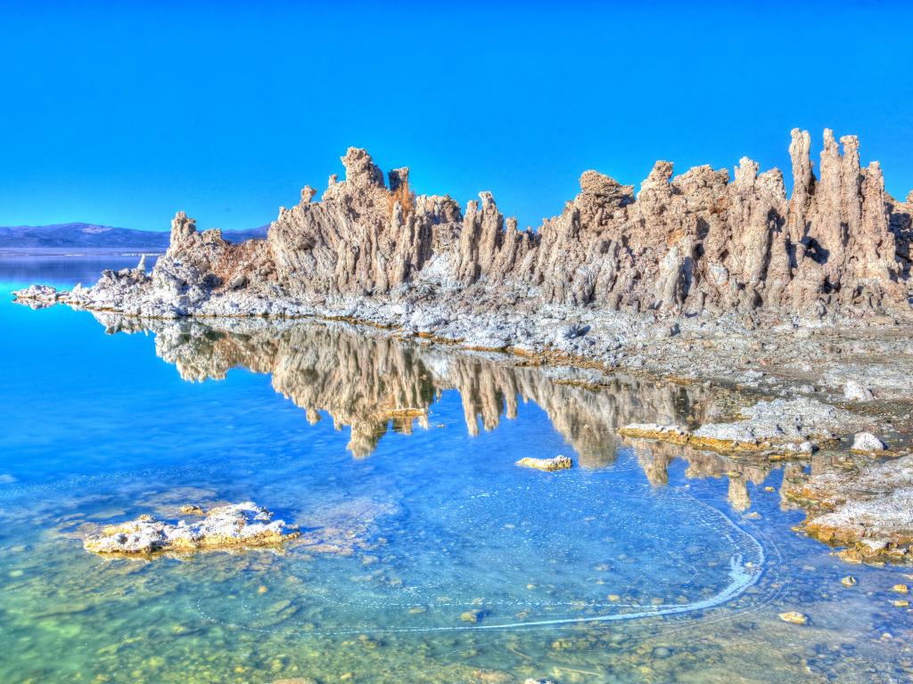 Wonderful limestone tufa towers in Mono Lake South Tufa area