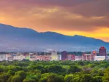 Albuquerque, New Mexico, USA downtown cityscape at twilight.
