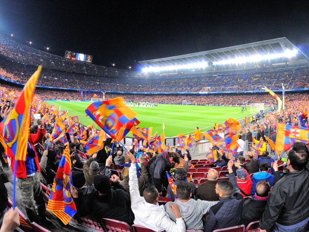 Barcelona fans at the Camp Nou stadium in Barcelona