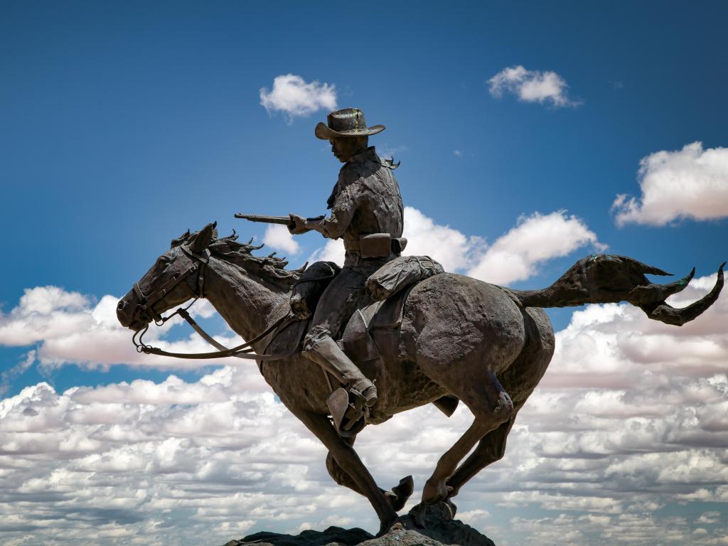 El Paso, Texas, The Errand of Corporal Ross statue at the Buffalo Soldiers Memorial on Fort Bliss.
